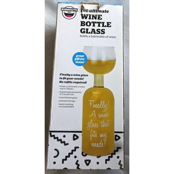 NIB Big Wine Bottle Glass Mouth Whole Drink Novelty Mom Gag Gift Ultimate 750 ML - Picture 2 of 10